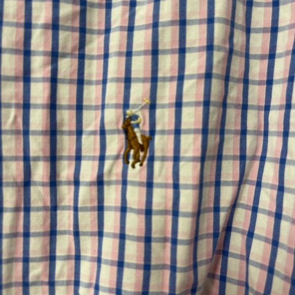 Excellent used condition men’s 18 neck Ralph Lauren pink & blue check button up - Picture 2 of 7
